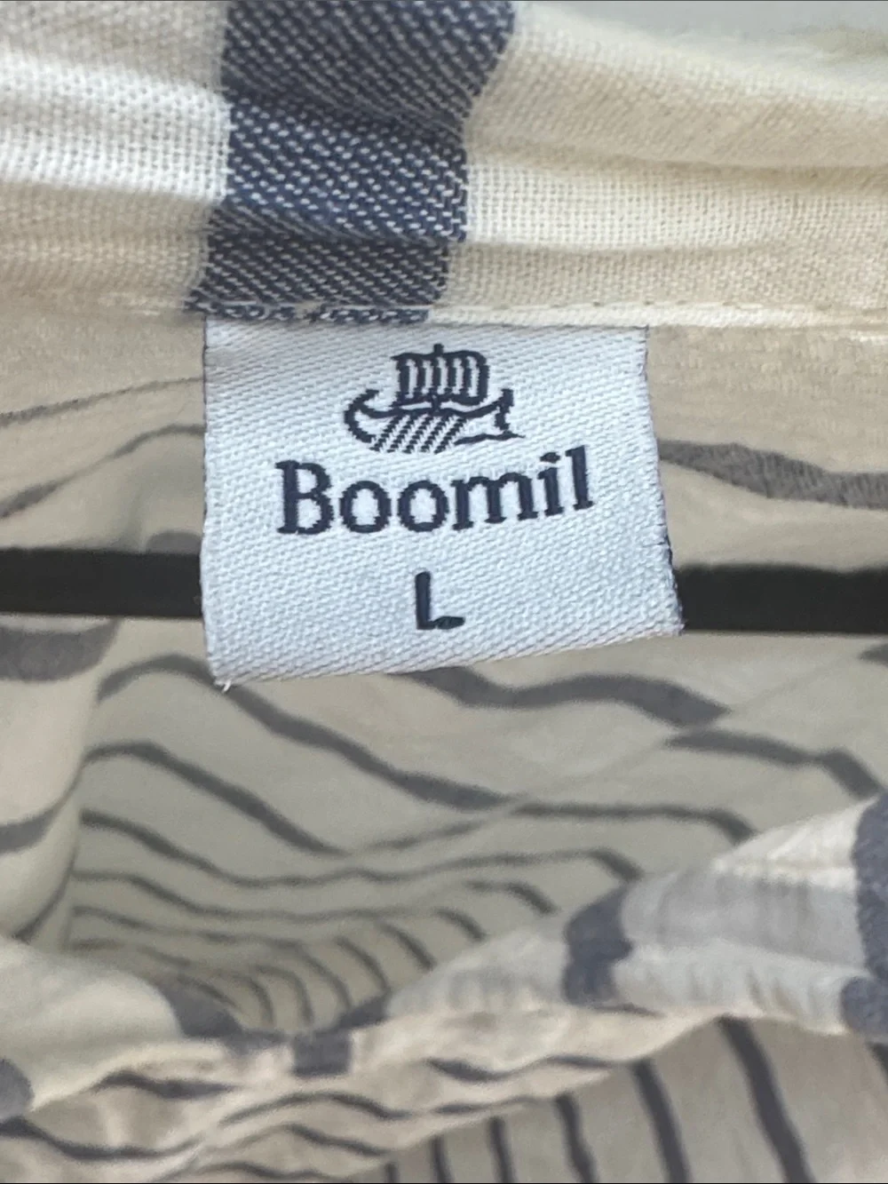 Boomil 100% Cotton Made in Greece Nautical Coastal Pop Over Top Size L Stripped
